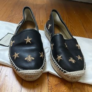 Womens Gucci black espadrille shoes